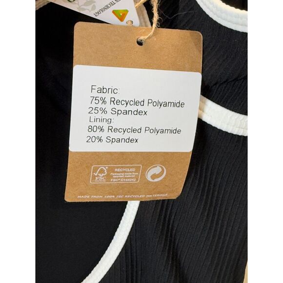 Berlook Women's Size M Black Contrast Trim Knotted One-Piece Swimsuit NWT - Picture 9 of 11